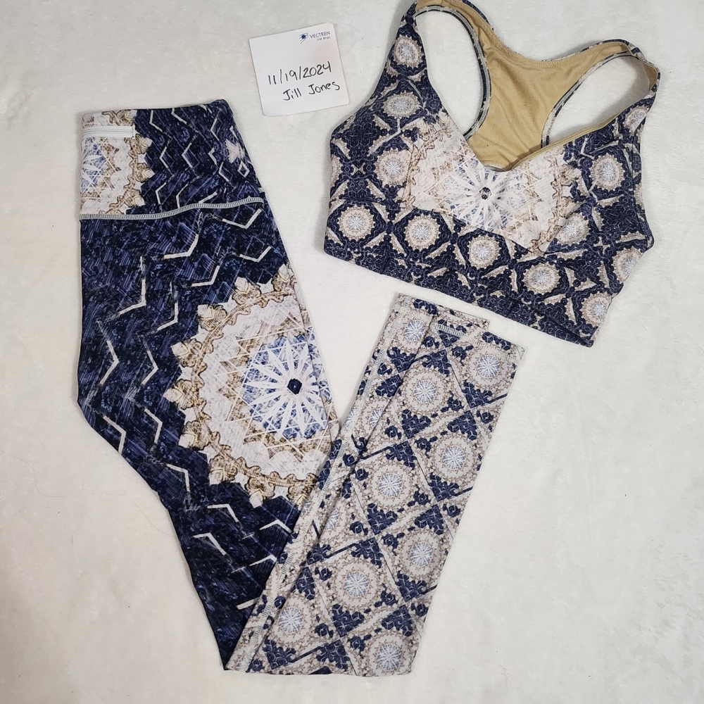 Wolven Reverie 2 Piece Yoga Set, Sports Bra & Leggings, Sz Sm